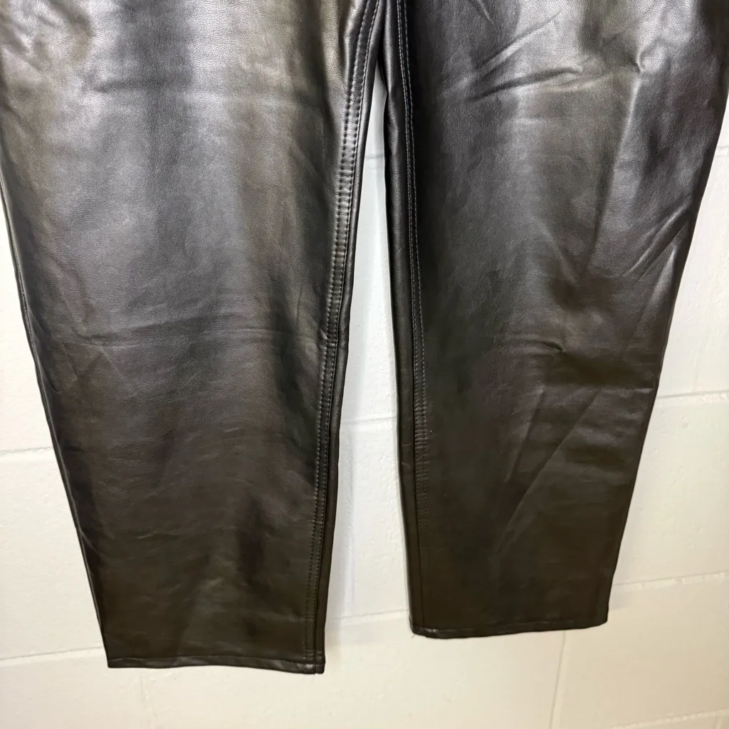 NWT Abercrombie & Fitch The Ankle Straight Ultra High Rise in Leather Sz 12/31 - Image 7
