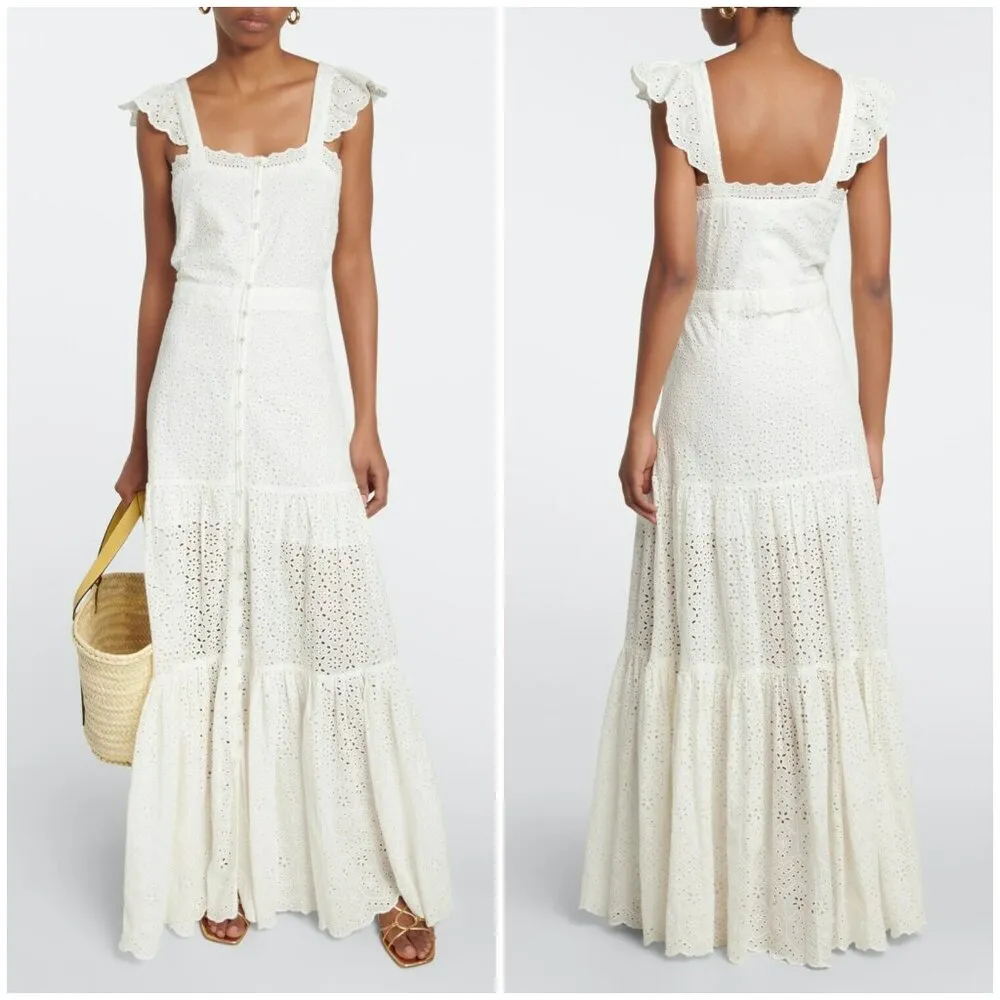 💕VERONICA BEARD💕 Aislin Broderie Anglaise Eyelet Cotton Maxi Dress White 6 NWT - Image 6