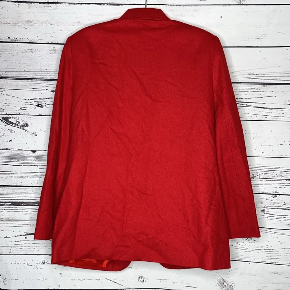 Requirements NWOT Size 12 Red 100% Pure New Wool Notch Collar Blazer Jacket - Image 3