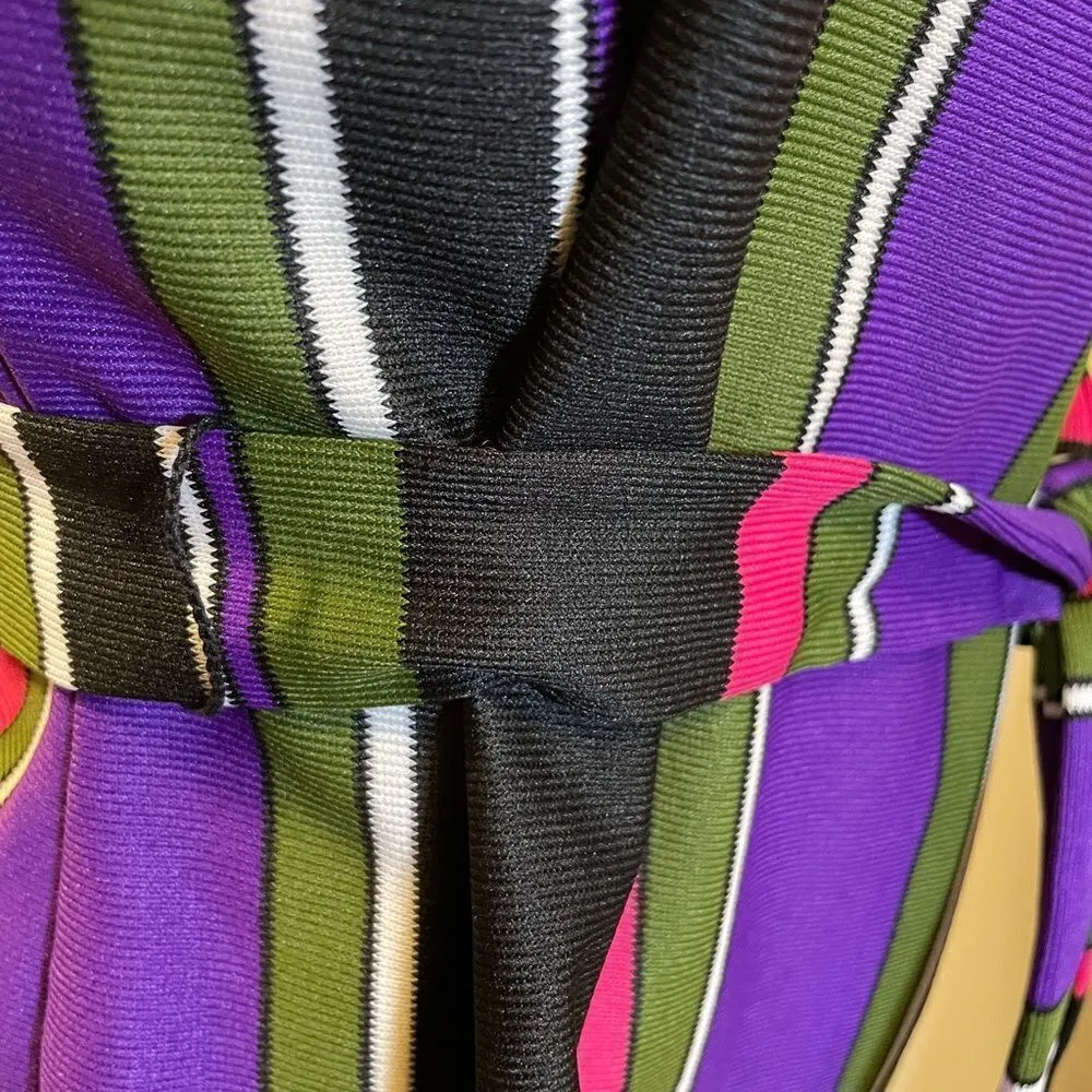 Vintage 70s Striped V Neck Long Sleeve Blouse Jacket Medium Purple - Image 7