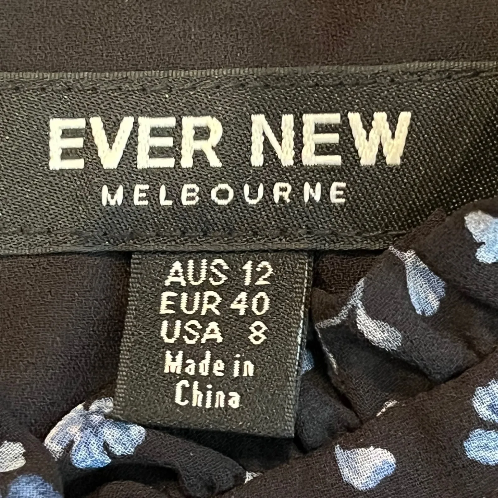 Ever New Melbourne Women Size 8 Black Blue Floral Ruffle Tiered Midi Dress - Image 7