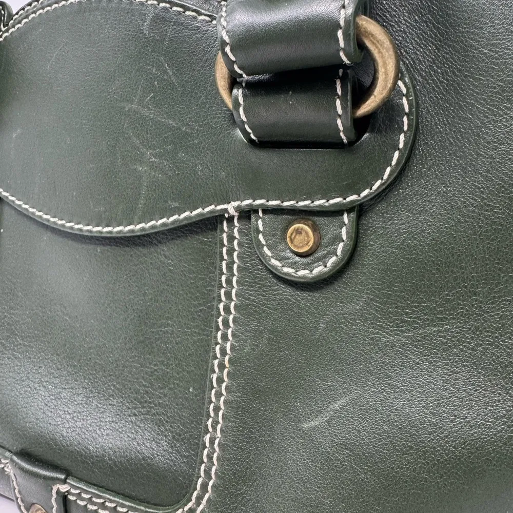 Celine Boogie Bag Vintage Green Leather Top Handle Handbag - Image 4