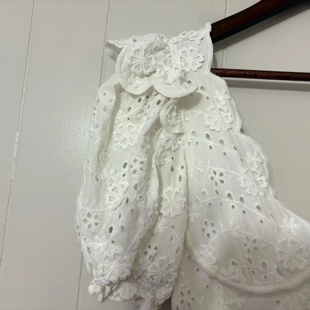 For Love & Lemons White Natalia Puff Sleeve Mini Dress Size S Romantic & Femenine - Image 9