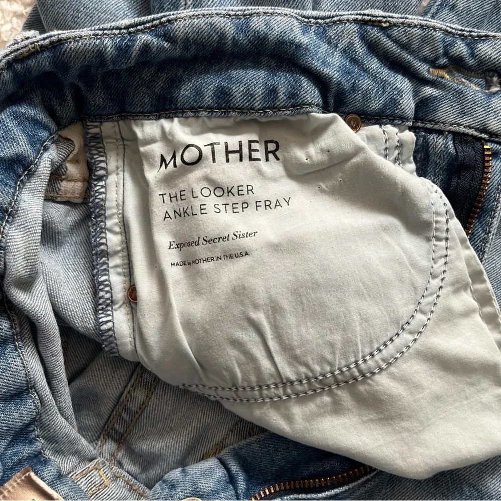 MOTHER Denim Womens The Looker Ankle Step Fray Jeans Exposed Secret Sister Sz 27 Blue - Image 12