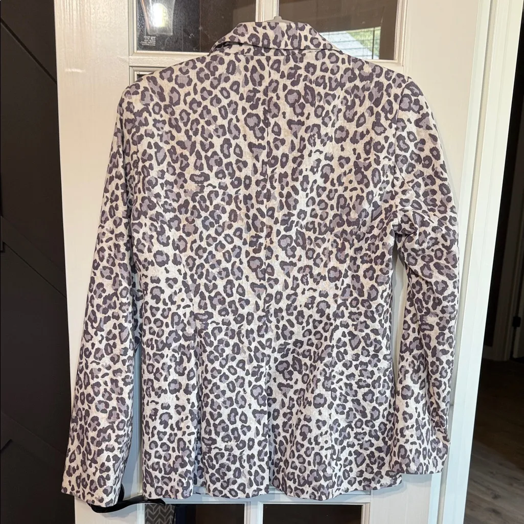 RACHEL ZOE Cheetah Leopard Print Linen Blend Blazer Size Small - Image 4
