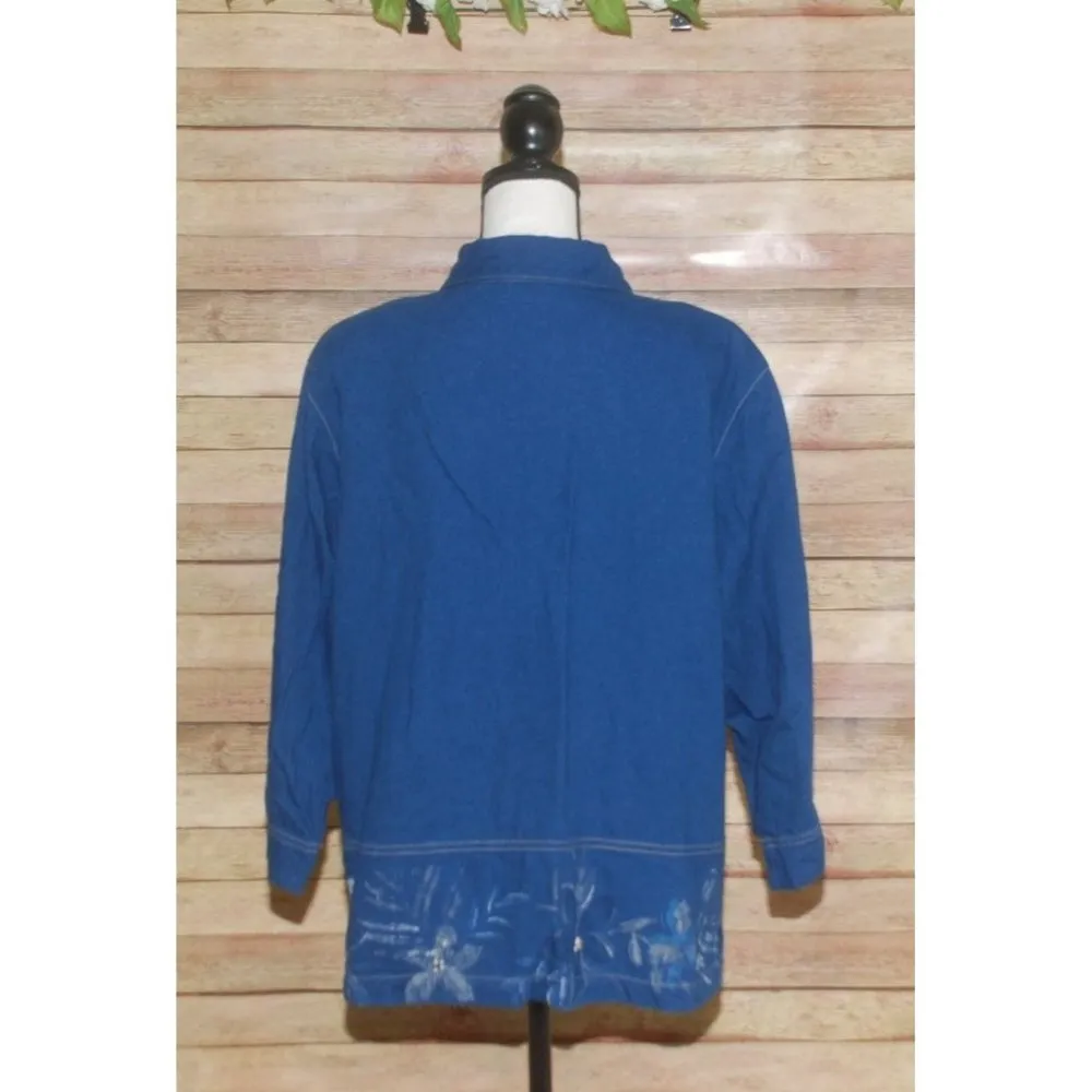 Draper's & Damon's XL Blue Denim Lightweight Jean Shacket Button Front Shirt - Image 7