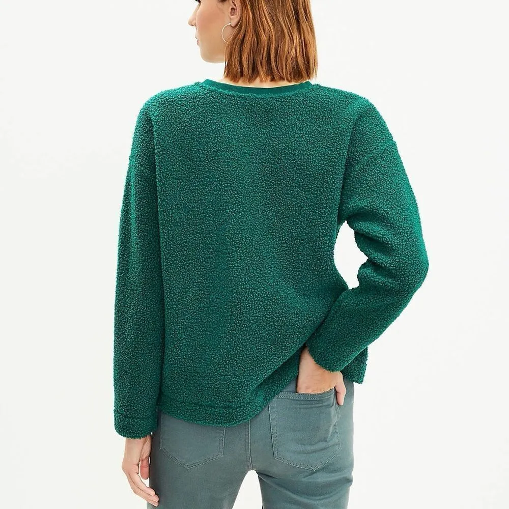 Loft Cozy Faux Sherpa Sweatshirt Shirt Green XXL 2XL - Image 5