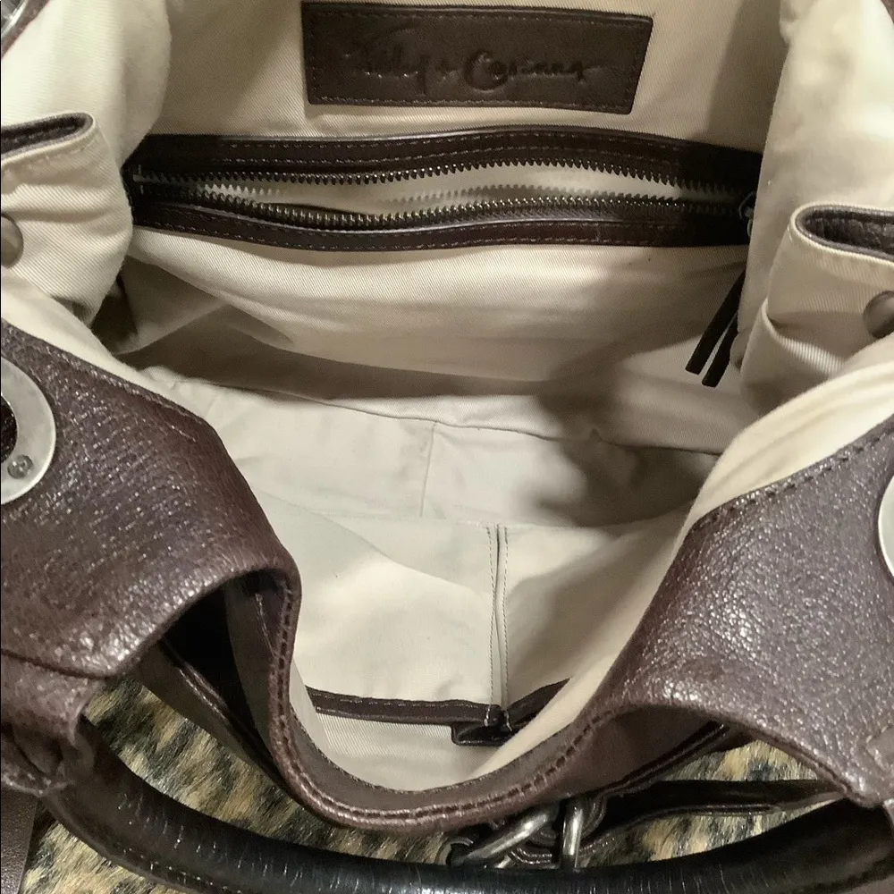 FOLEY AND CORRINA CHOCOLATE BROWN LEATHER BAG - Image 10