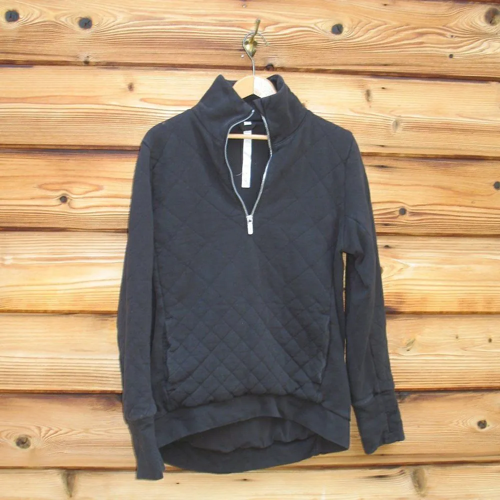 Lululemon Black Forever Warm Quilted Pullover Sweatshirt - Image 2