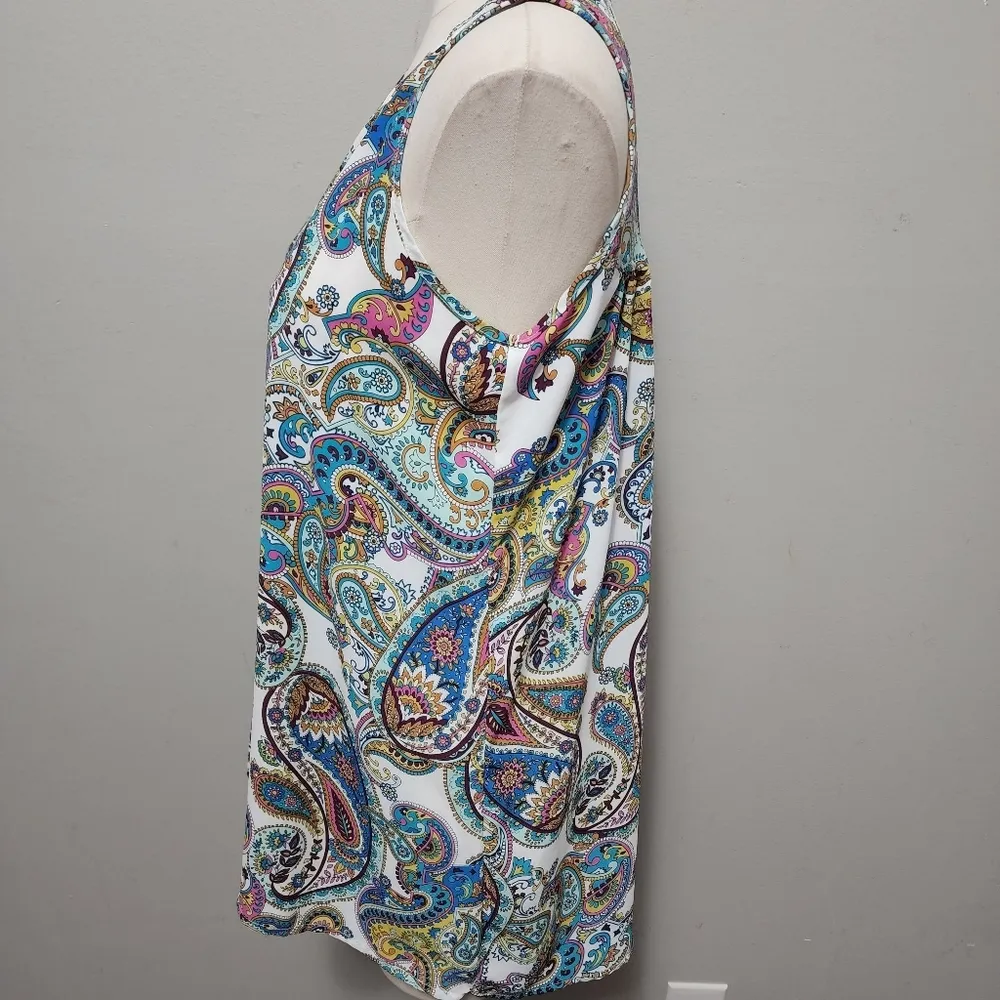 Cupio multicolored paisley sleeveless button down tunic size medium - Image 4