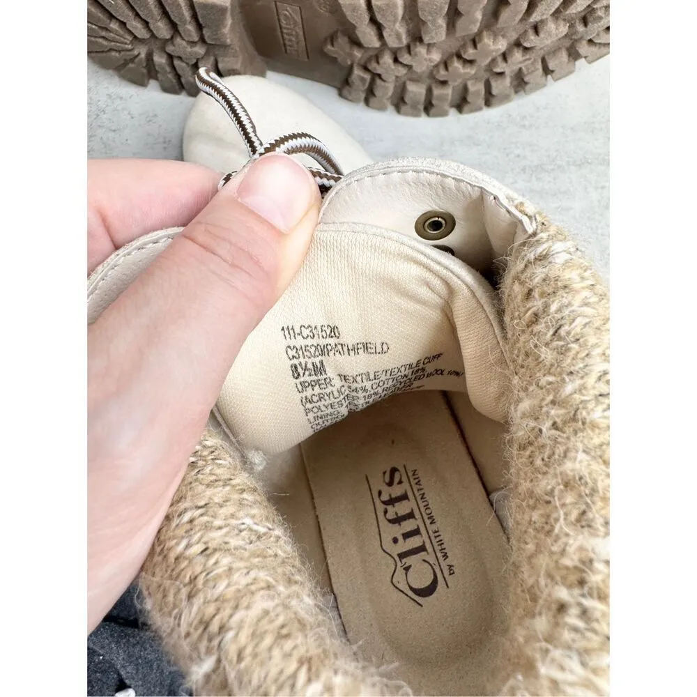 Cliffs by White Mountain Lace Up Boots Womens Size 8.5 Off White Knit Detail - Image 5