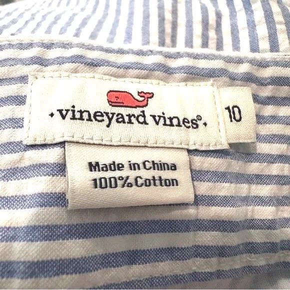 Vineyard Vines Seersucker Mini Skirt Women's 10 Blue Preppy Academia‎ Classic - Image 2
