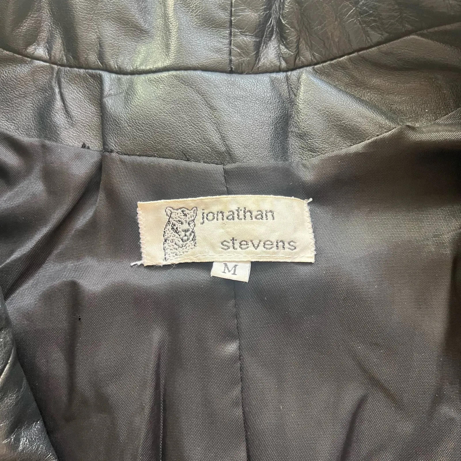 Vintage 80s Black Wool Short Coat Leather Trim Jacket size M Jonathan Stevens Size M - Image 9