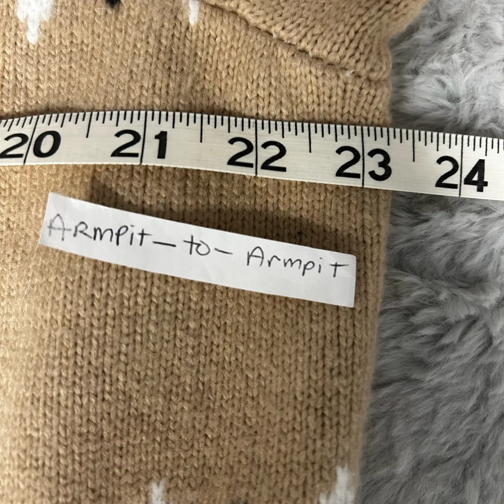 Ann Taylor Cream and Tan Patterned Crewneck Sweater - Image 4