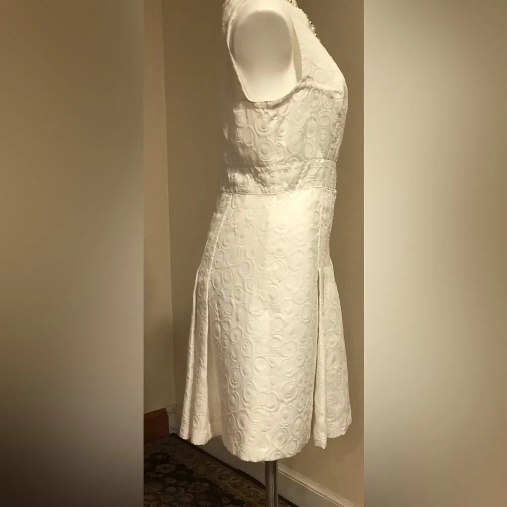 Jax White Sleeveless Lined Embroidered Fit & Flare A - Image 4