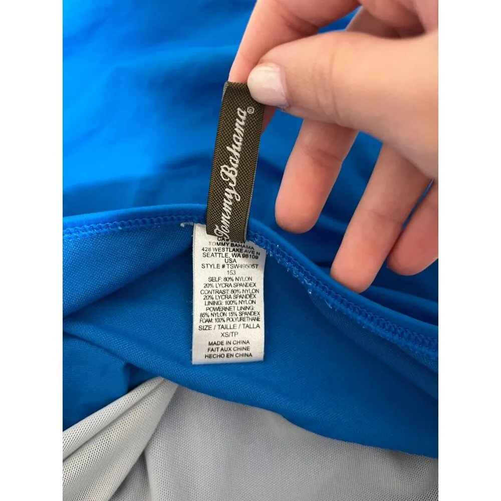 Tommy Bahama Sailor Blue Halter Bandeau Tankini Swim Top XS Oversized Coastal - Image 6