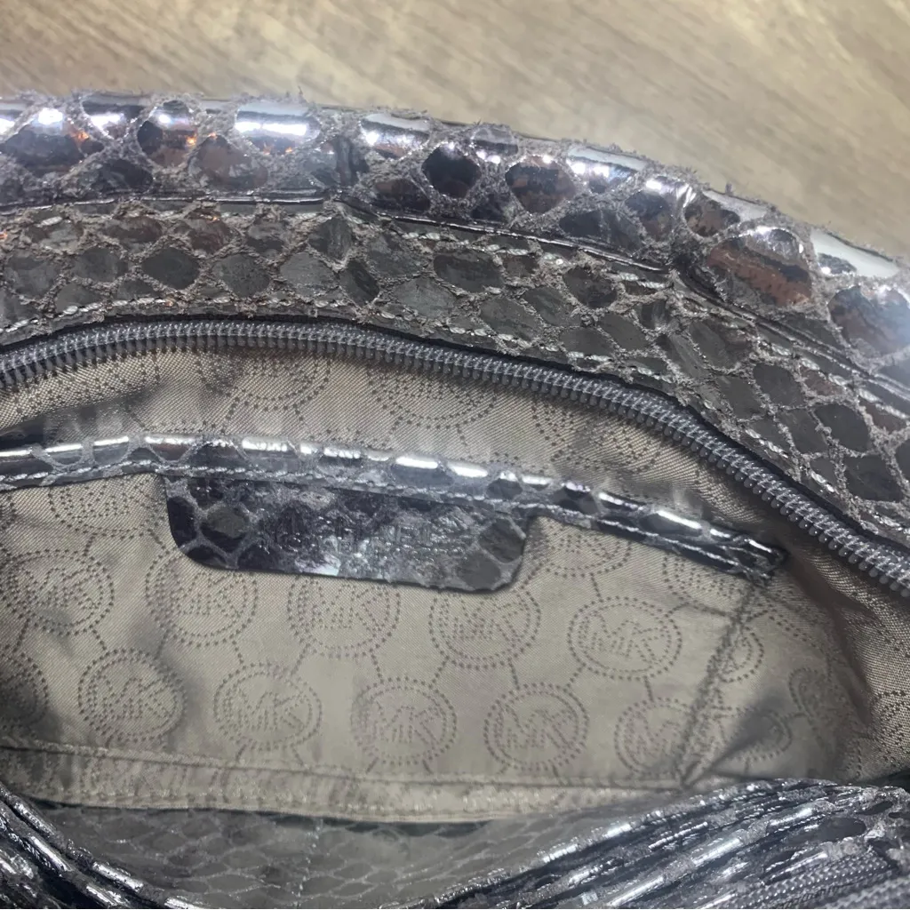 Michael Kors  Metallic Snakeskin Clutch Purse - Image 4