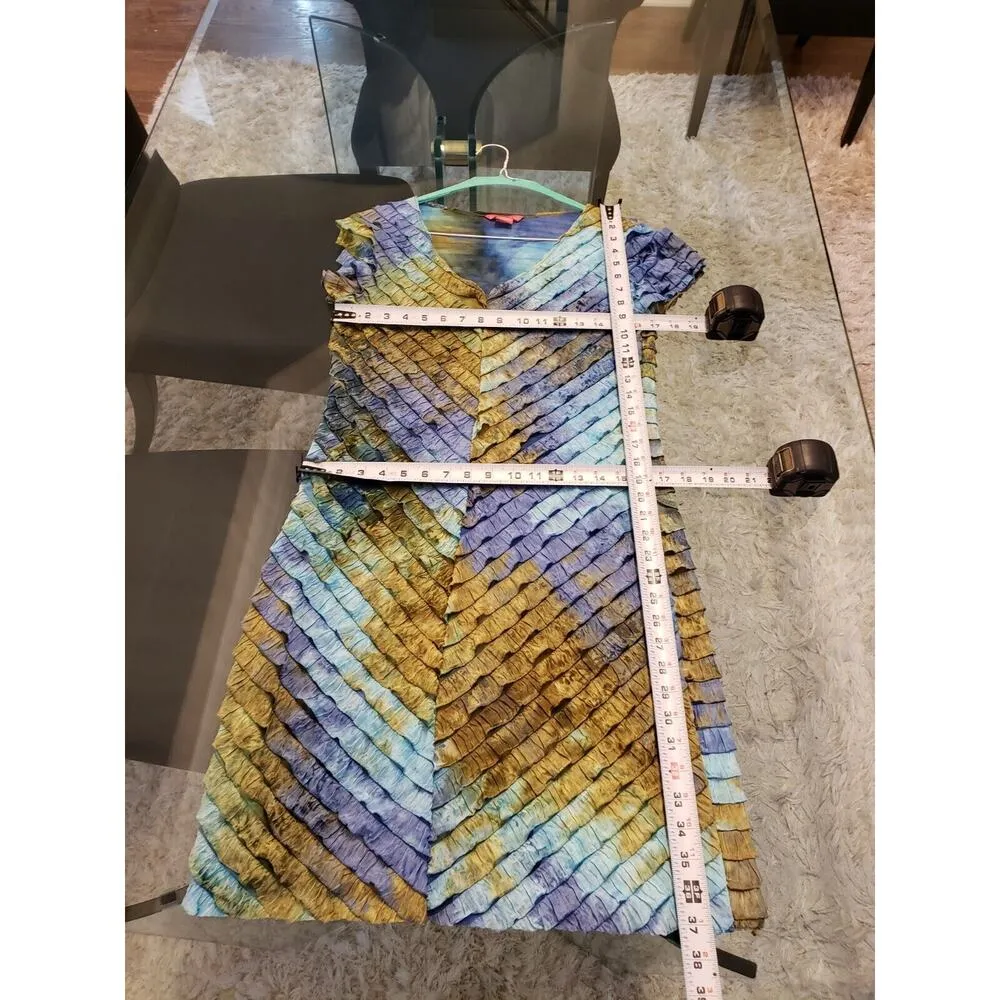 Sunny Leigh Women's Multicolor Polyester V-Neck Short Sleeve Knee Length Dress L - Image 11