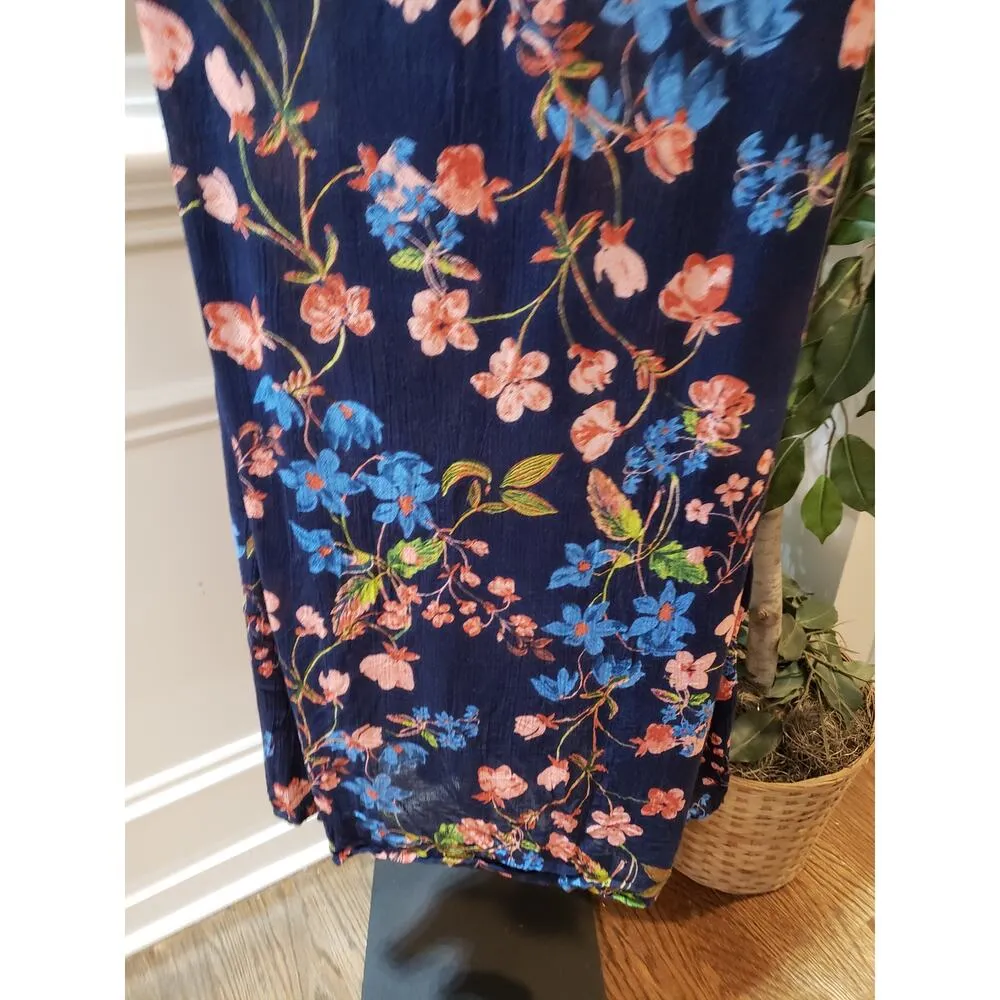 Woman Within Maxi Dress Women's Size 18/20 Blue Floral Chiffon Sleeveless V Neck - Image 11