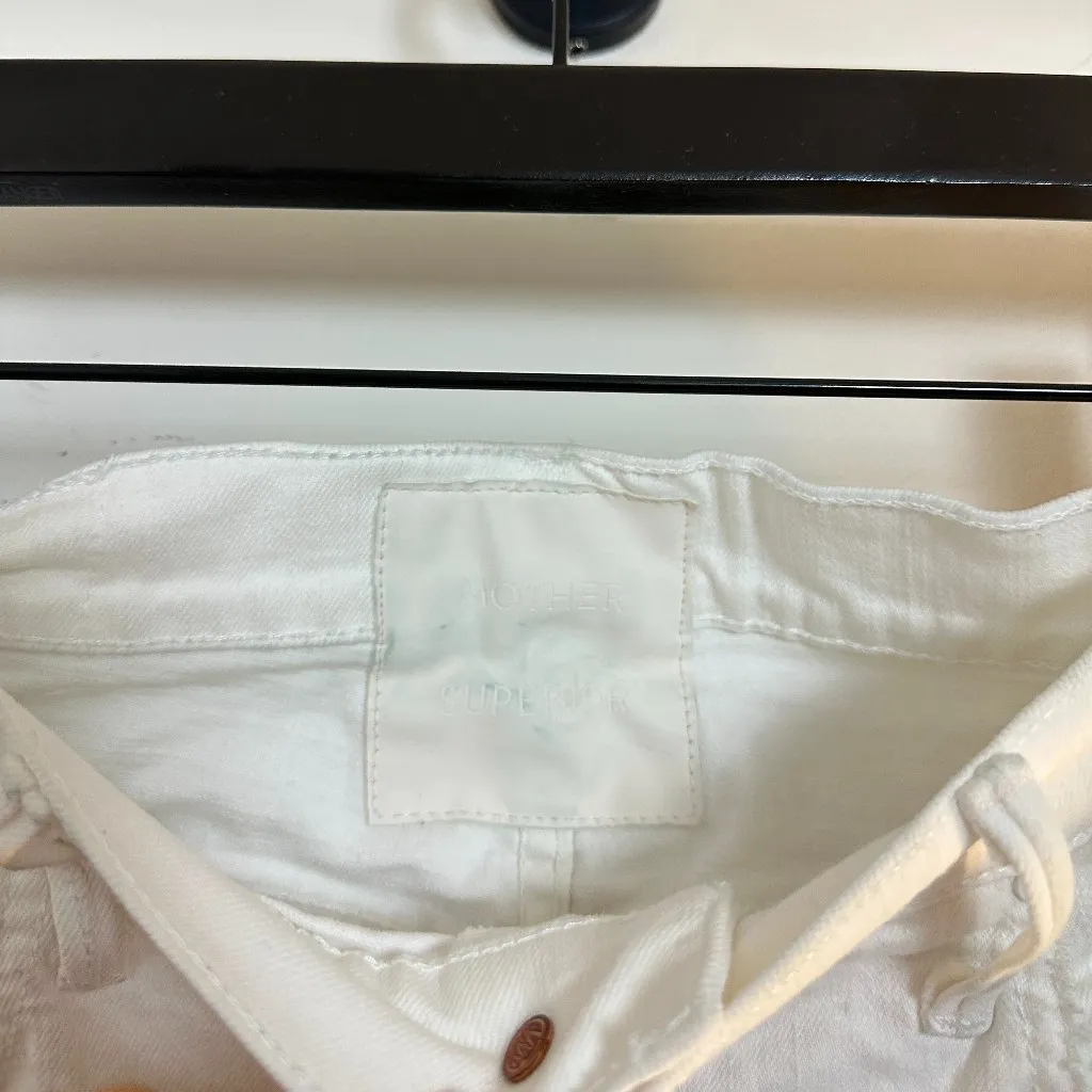 MOTHER High Waisted Tunnel Vision Cuff Fray Short in Wash Totally Innocent US 29 White - Image 5