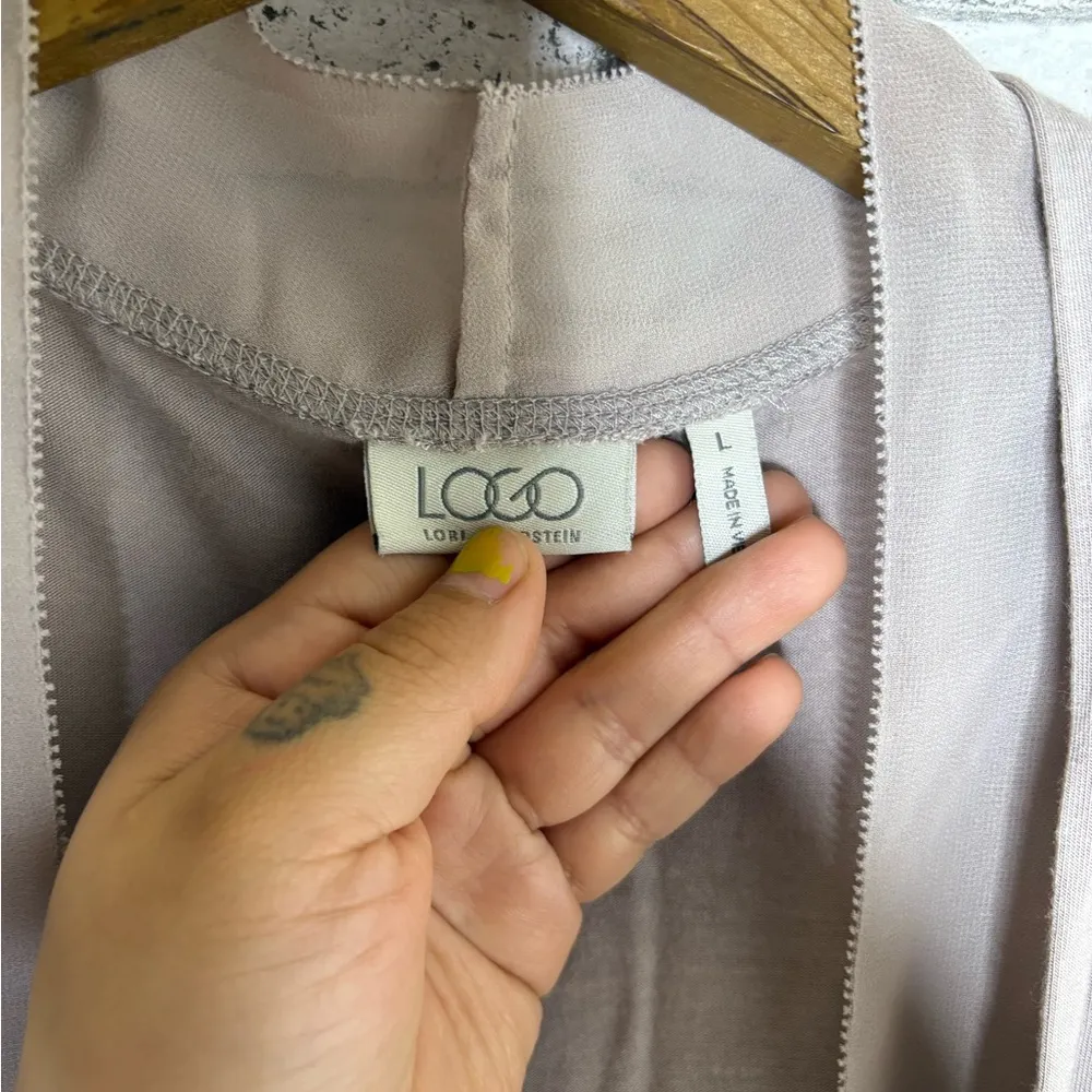 LOGO Lori Goldstein Taupe Drape Vest - Image 3