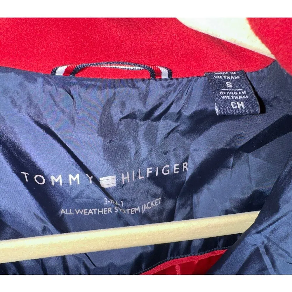 Tommy Hilfiger Women's 3-in-1 All Weather Quilted Jacket Navy Red Accents Small - Image 5