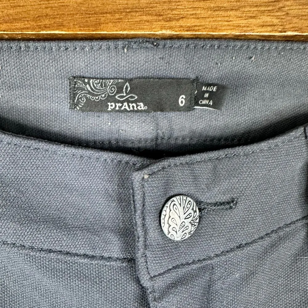 Prana Womens size 6 Jenna Moto Black Nylon Skinny Leg Pants W43170317 - Image 7