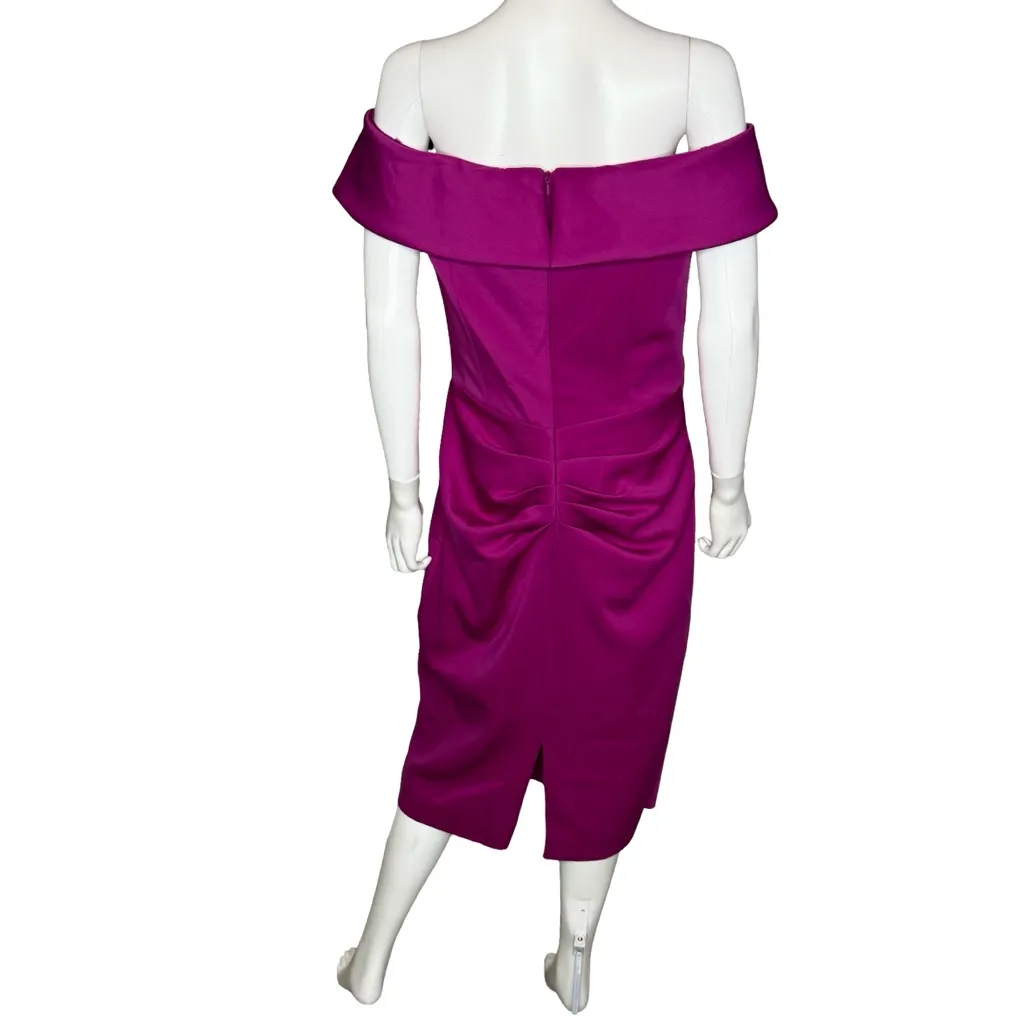 XSCAPE Women’s Off-The-Shoulder Ruched Bodycon Dress Orchid Sz 14 - Image 5