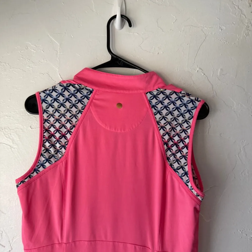 EP New York Sleeveless Golf Dress Pink Medium Zip Neck Stretch Activewear Medium - Image 6