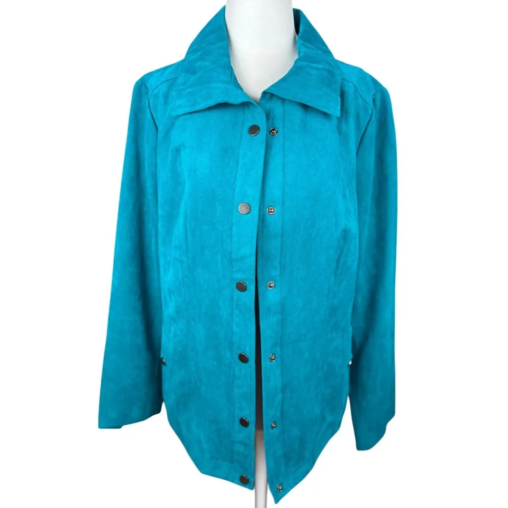 Studio Works NEW  Button Up Blazer Jacket Womens 10 Blue Pockets Lined Collared - Image 2