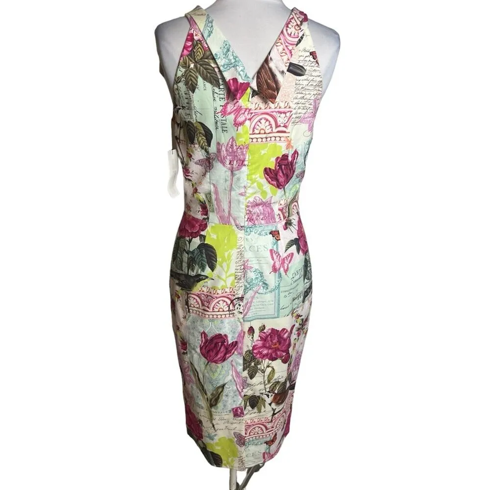 NWT Siri San Francisco postcard bird floral print dress Sz 4 bea - Image 2