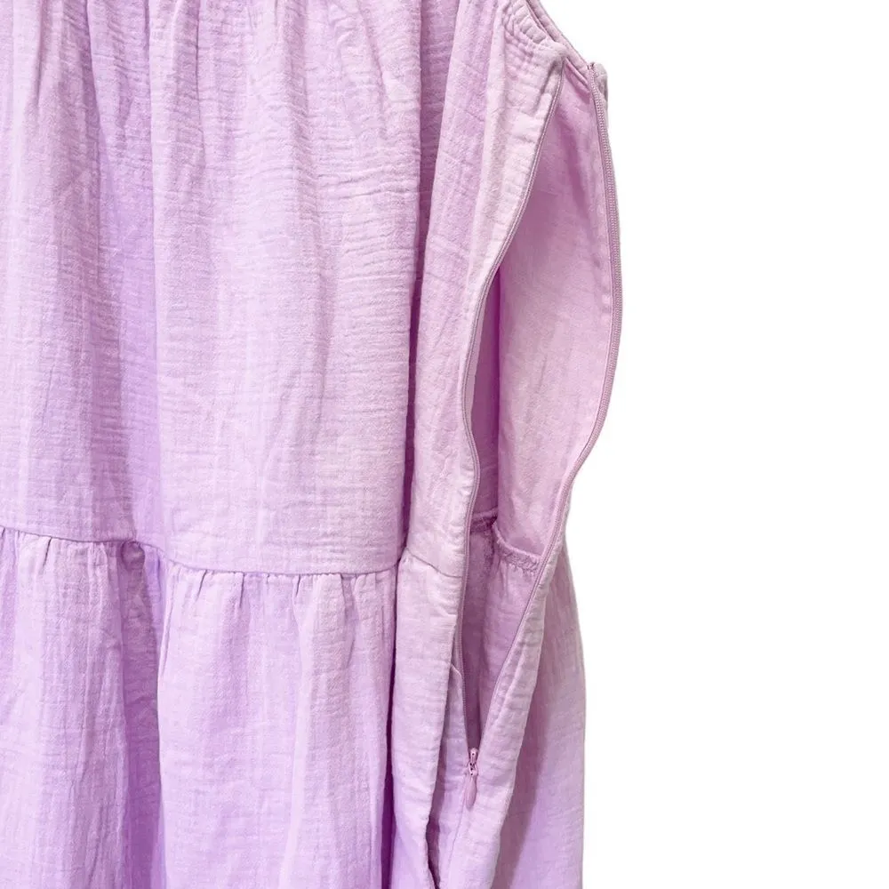 NWT J. Crew Ruffle Strap Gauze Tiered Long Summer Maxi Dress Lilac Size XL NEW - Image 9