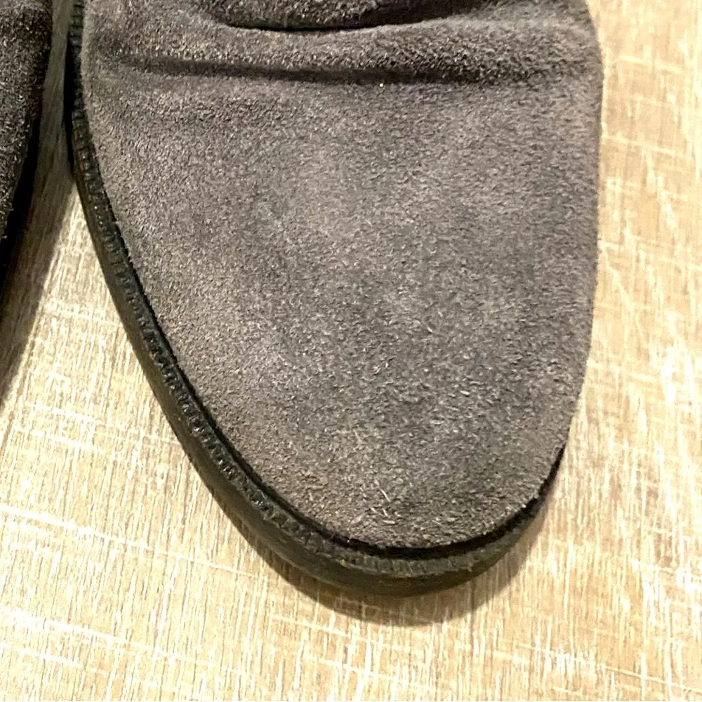 Bos & Co Barlow Suede Leather Boots Women 9.5 Lace up Granny Stacked Heel Witchy Gray - Image 5