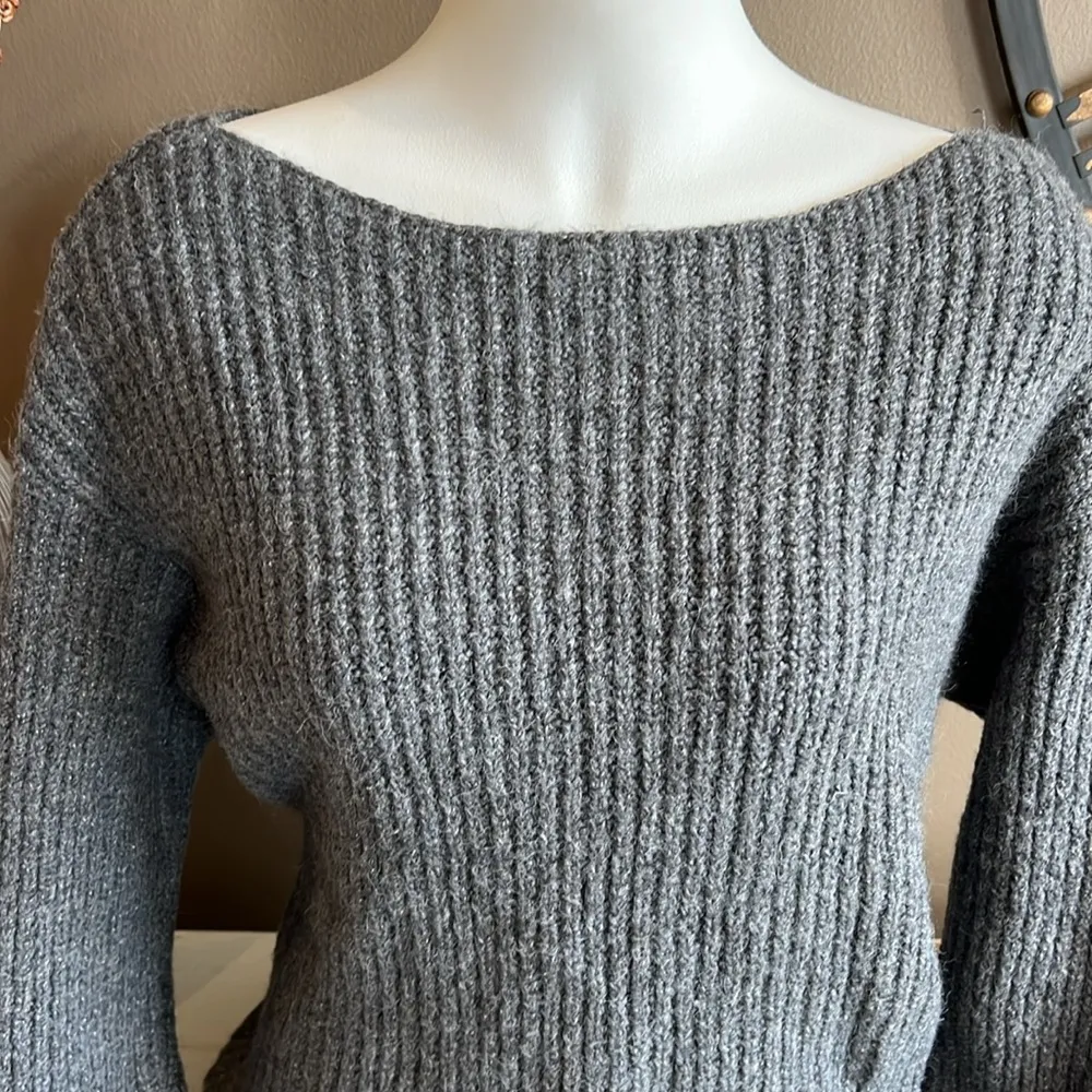 OLD NAVY Soft Grey Boatneck Cable Knit Sweater Size Medium NWT - Image 3