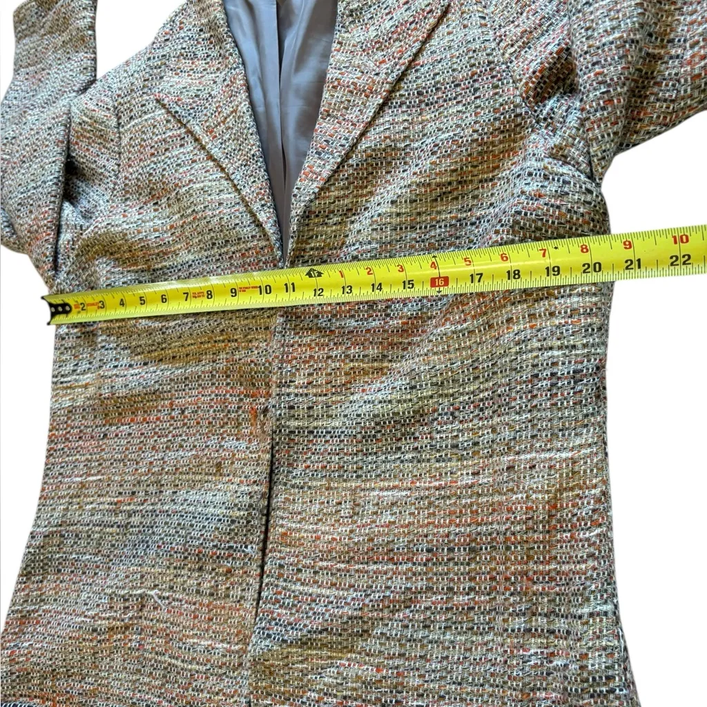 Coldwater Creek Multicolor Tweed Blazer Jacket Open Front Womens Size 16 - Image 7