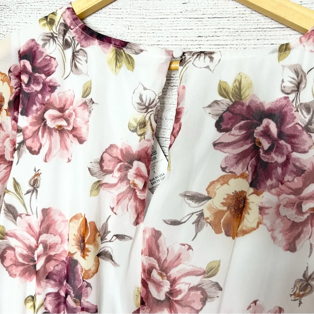 NWT Torrid Ivory White & Pink Floral Chiffon Skater Dress Size 1X - Image 8