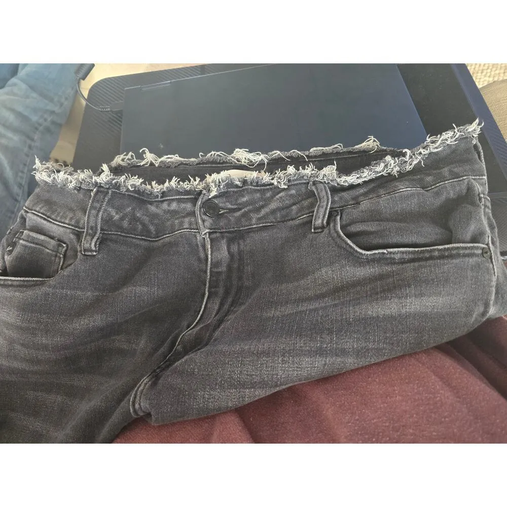 KanCan Skinny Plus High Rise Frayed Waist and Hem Black Jean Size 18 - Image 4