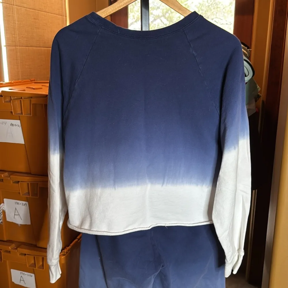 COLOR ALIEN FRENCH TERRY DIP DYE RAGLAN SLEEVE TOP & LOUNGE PANTS SET SIZE SMALL Blue - Image 8