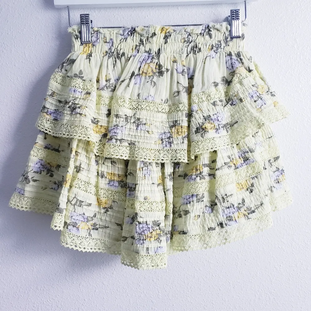Aerie Rock Ruffle Floral Mist Yellow Mini Skirt - Image 5
