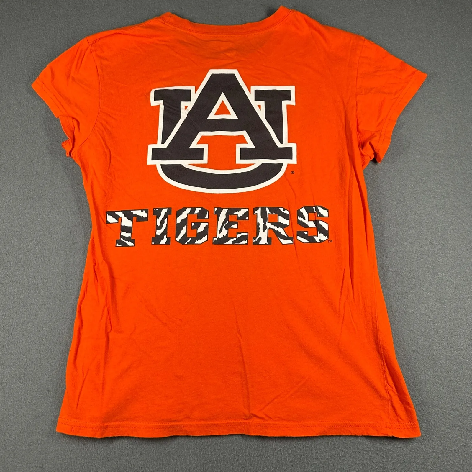 Auburn Tigers Graphic T-Shirt Womens XL Soffe Orange Zebra Print Top Short Sleev - Image 10