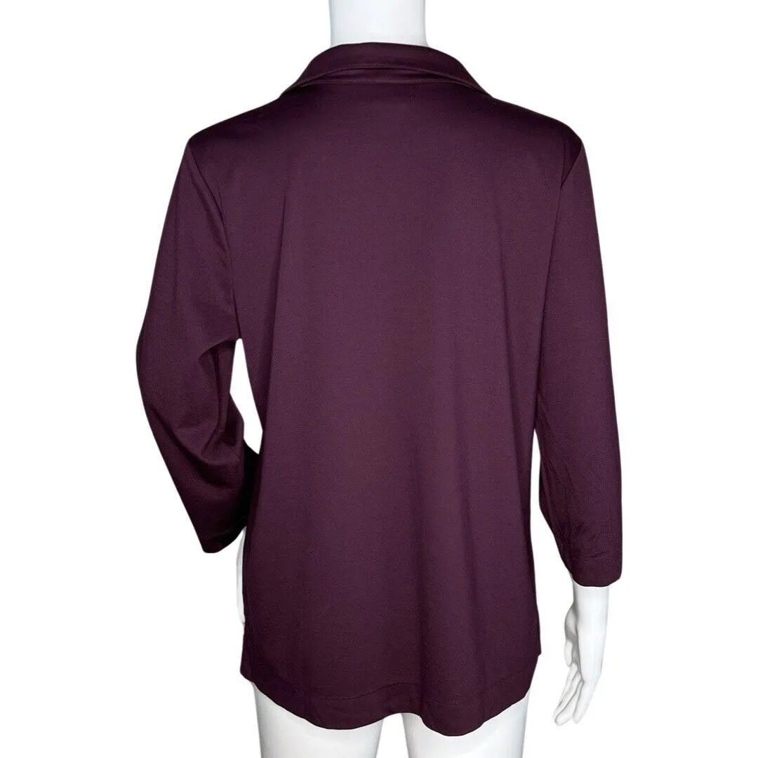 Chicos Shirt Womens Medium 1 Deep Purple Slinky Career Casual Office Work Travel - Image 4