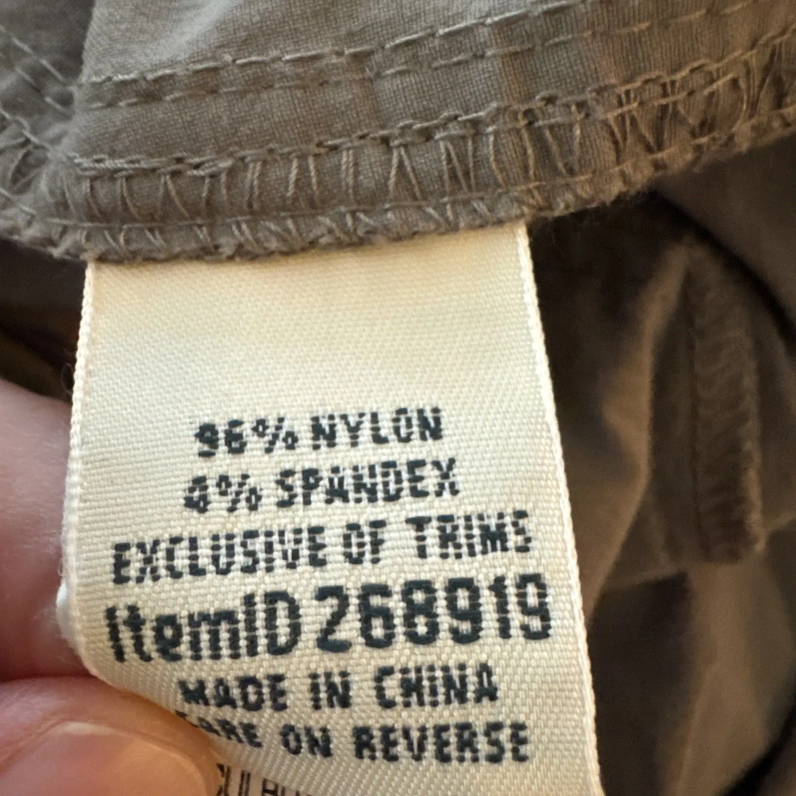 LL Bean Pants Womens 14 Khaki Stretch Zip Pocket Lightweight Hiking Travel Nylon - Image 6