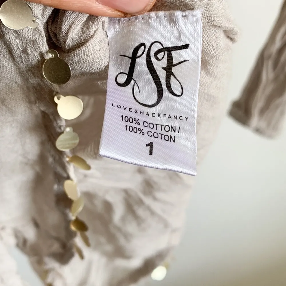 Love Shack Fancy  Beige Metal Trim Romper - Image 7