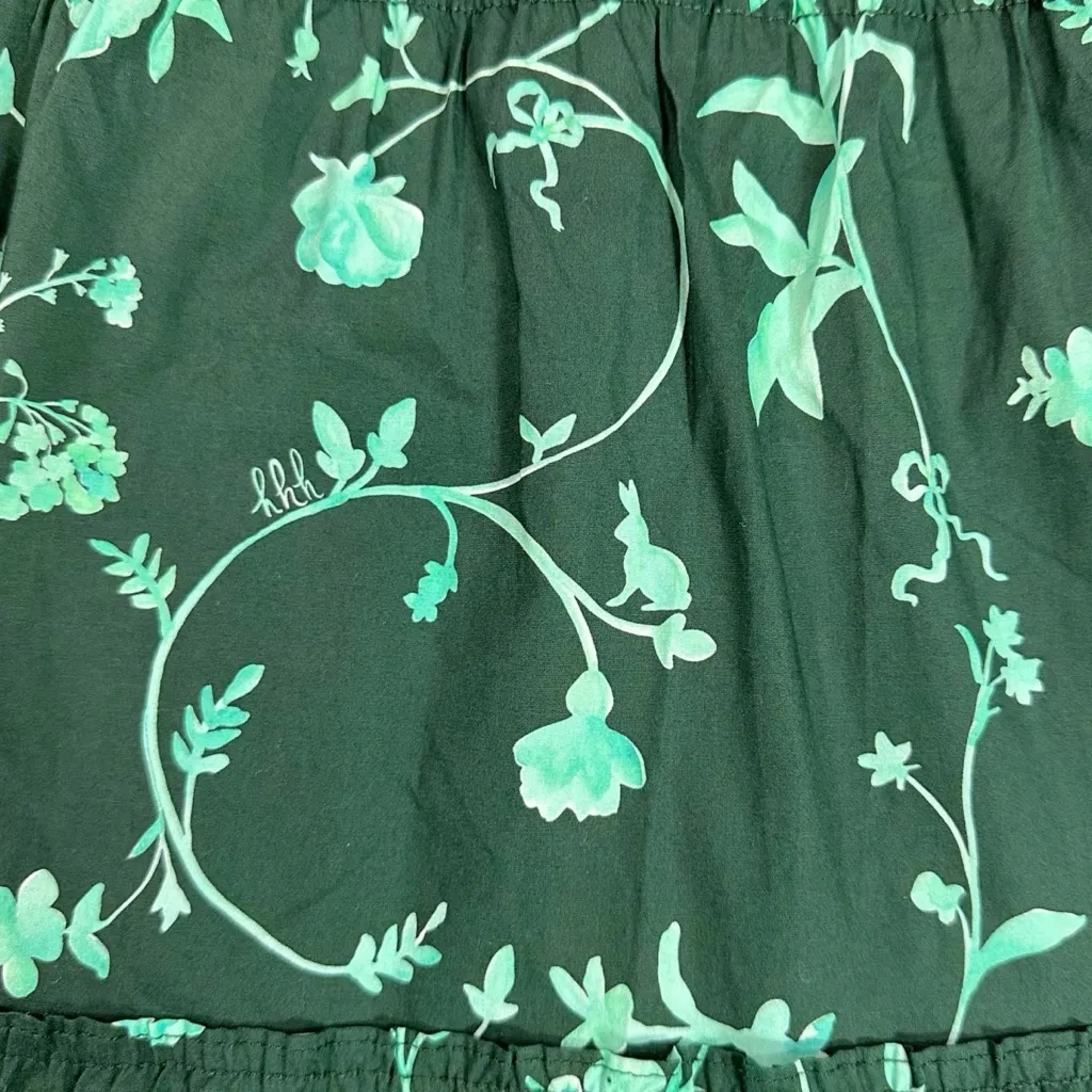 Hill House The Ellie Nap Midi Dress Emerald Green Botanical XS Dainty Holidays - Image 13