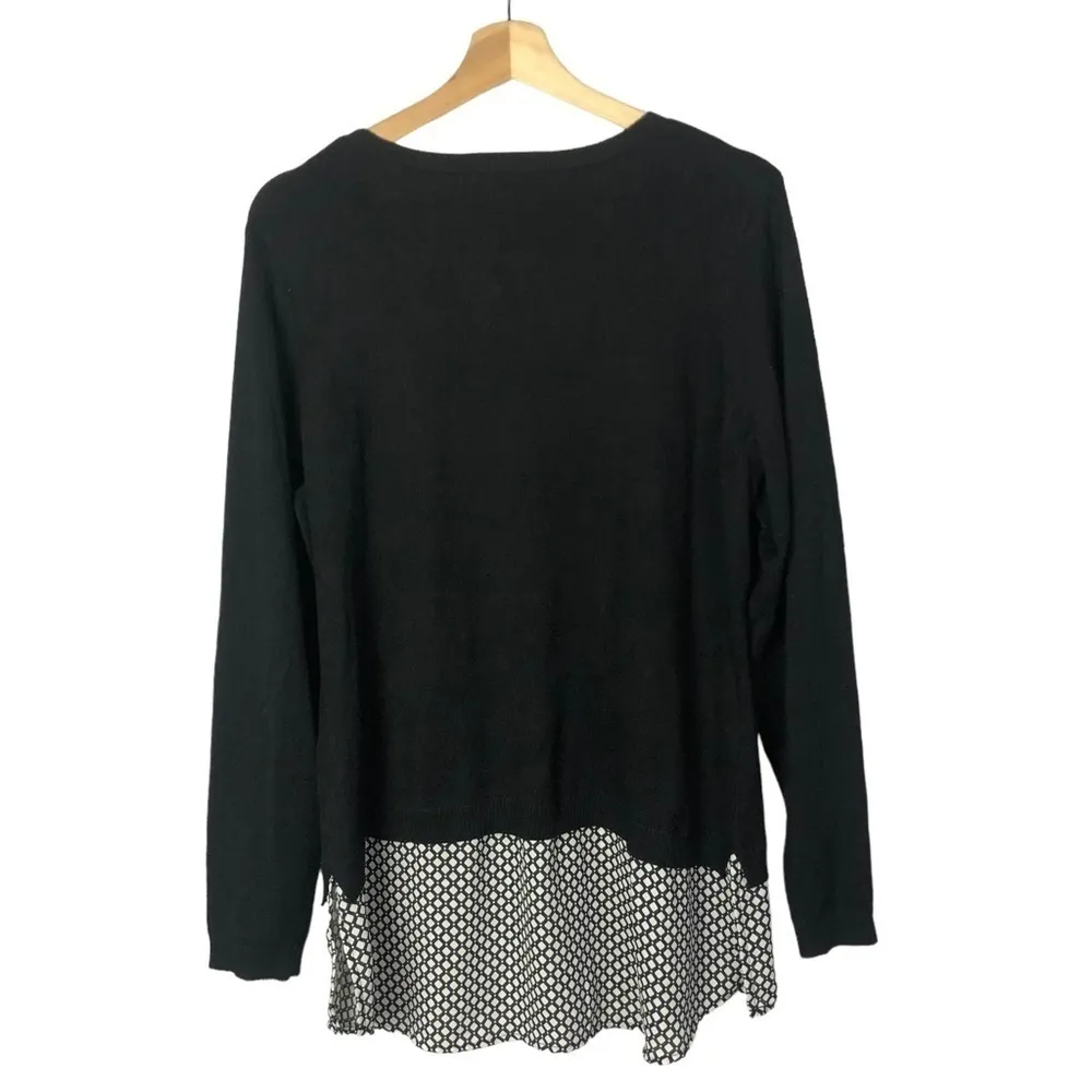 Adrianna Papell Black Pullover Layered Sweater L - Image 2