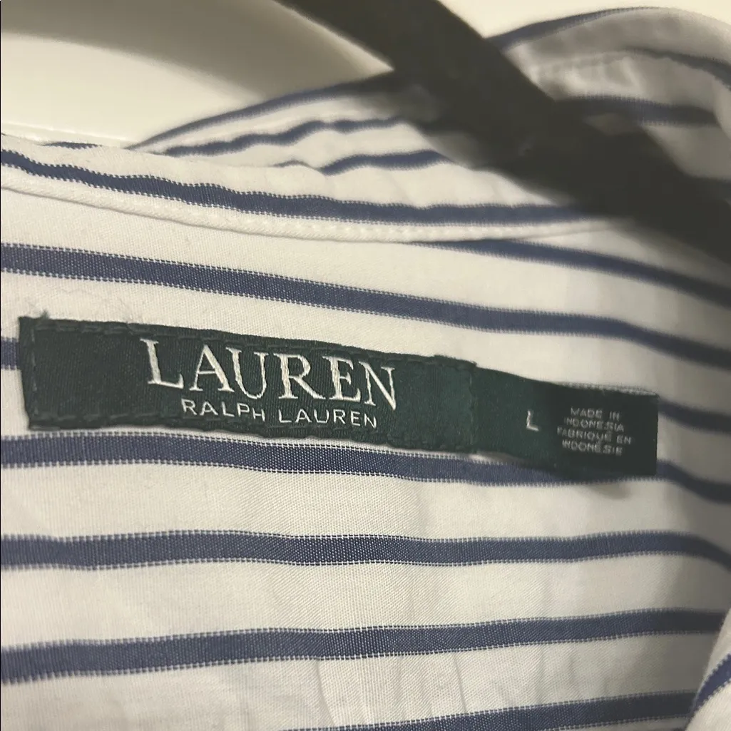 Polo Ralph Lauren Black and White Striped Button Down Shirt - Image 3