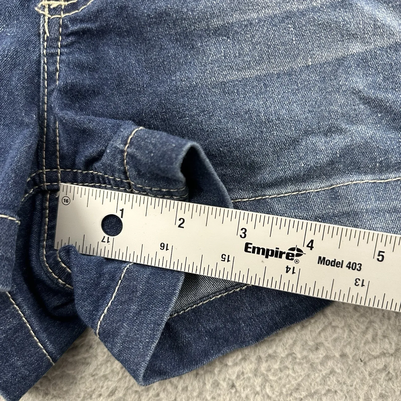 Y2K Micro Mini Denim Jean Low Rise Shorts Retro Stretch Indigo Rein Juniors 11‎ - Image 7