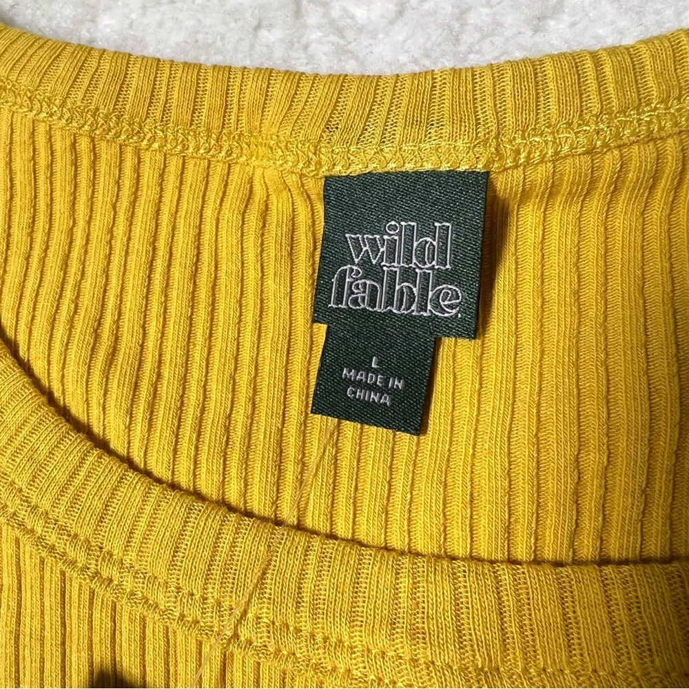 NWT Wild Fable Mustard Yellow Ribbed Knit Cropped Tie Tank Top - Image 5