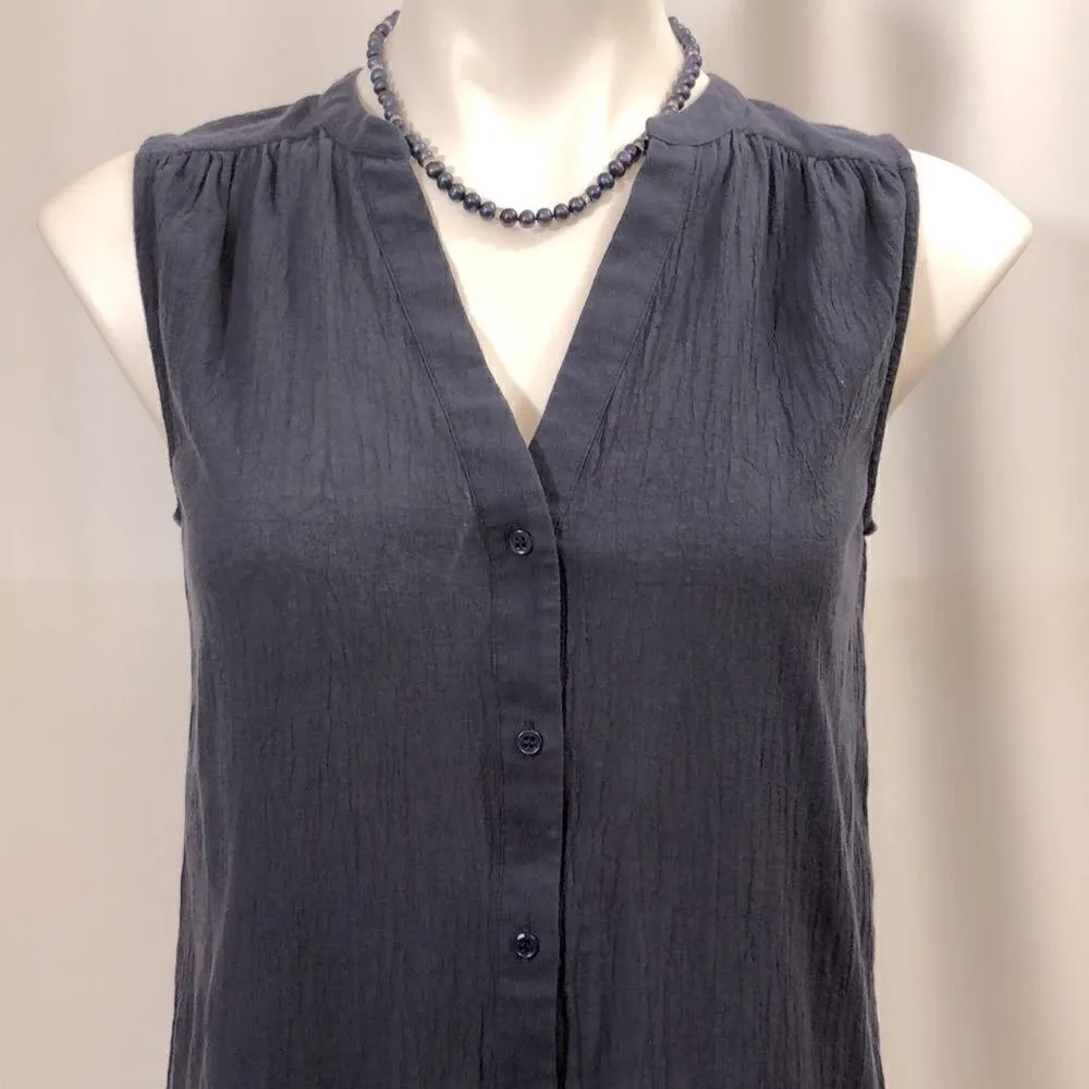 Joie small blue sleeveless button down blouse - Image 2
