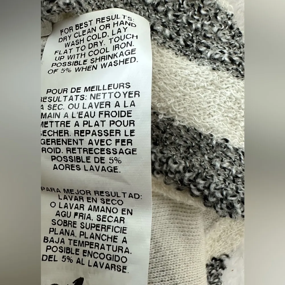 Fifteen Twenty Gray and White Striped Lace Up Hoodie Sweater - Image 12